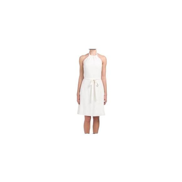 Theory Dresses & Skirts - NWT Theory Ivory Sleeveless Tie Waist Knee-Length Halter Dress Size 10